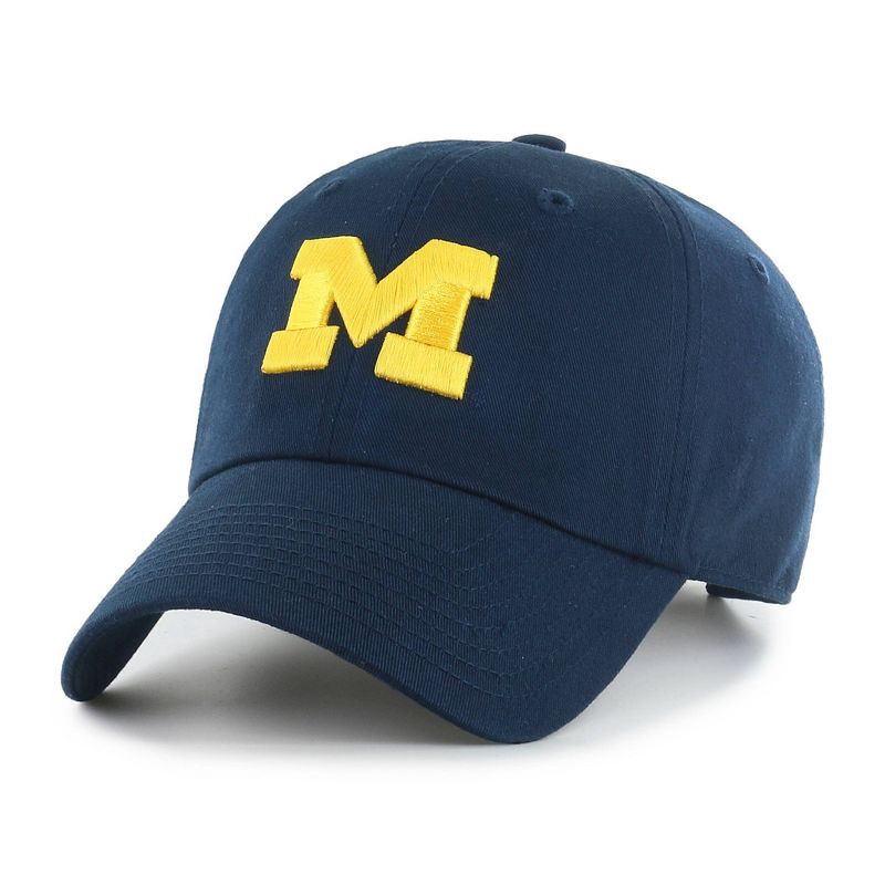 slide 1 of 2, NCAA Michigan Wolverines Men's Clean Up Fabric Washed Relaxed Fix Hat: Team Logo Baseball Cap, 1 ct