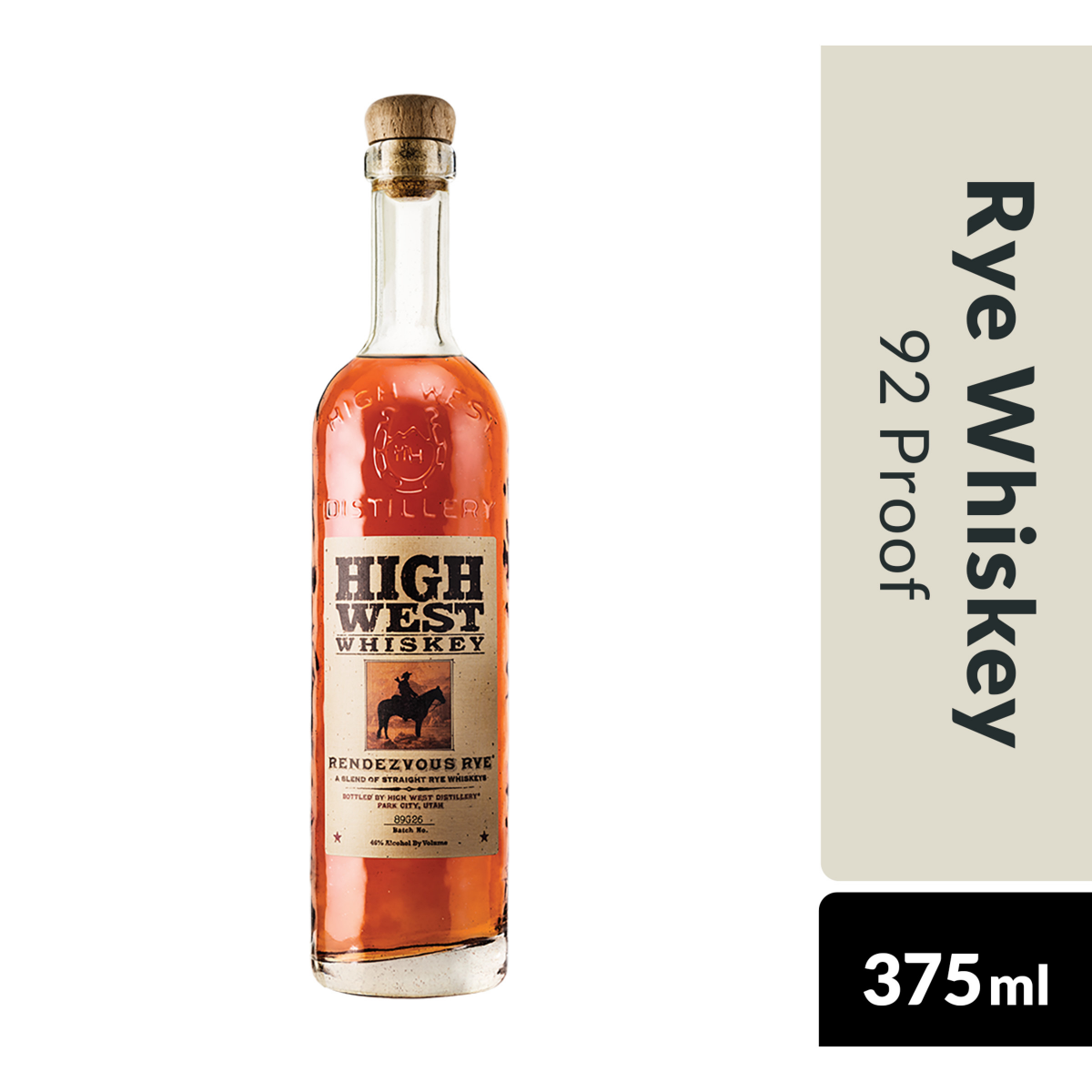 slide 4 of 5, High West Rendezvous Rye Whiskey\, 375 mL Bottle\, 92 Proof, 375 ml