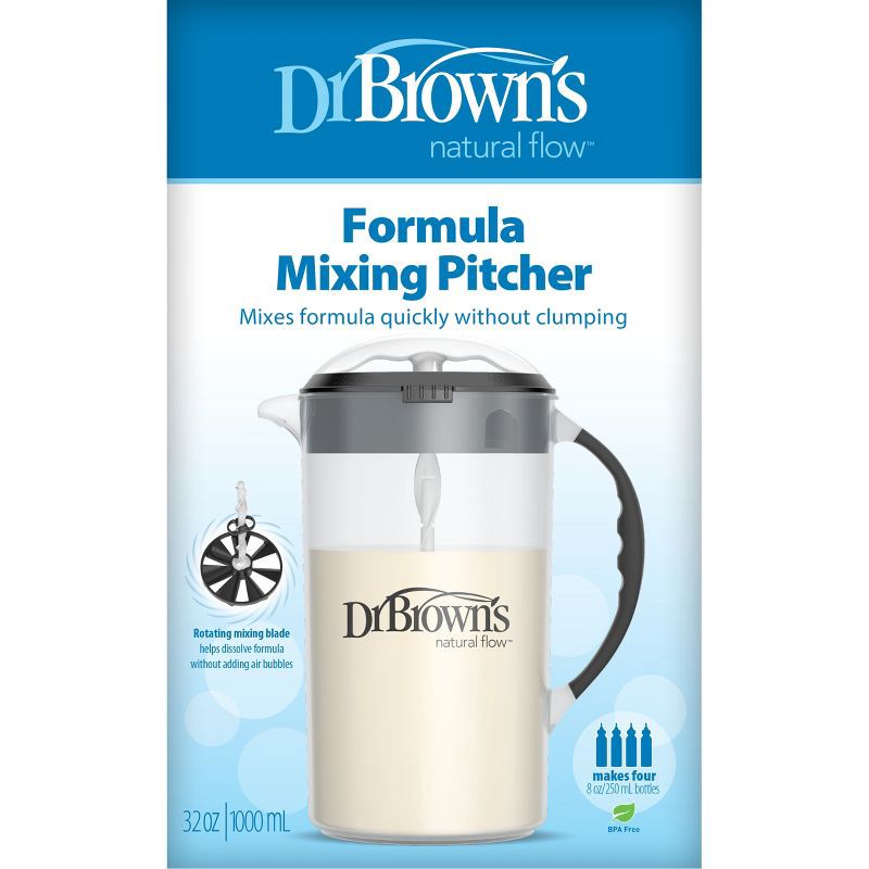 slide 2 of 9, Dr. Brown's Baby Formula Mixing Pitcher with Locking Lid & No Drip Spout - 32oz - Black, 32 oz
