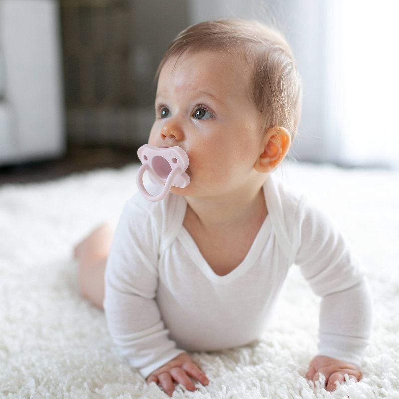 slide 13 of 15, Dr. Brown's HappyPaci One-Piece 100% Silicone Pacifier - 0-6 Months - 3pk - White/Pink/Light Pink, 3 ct