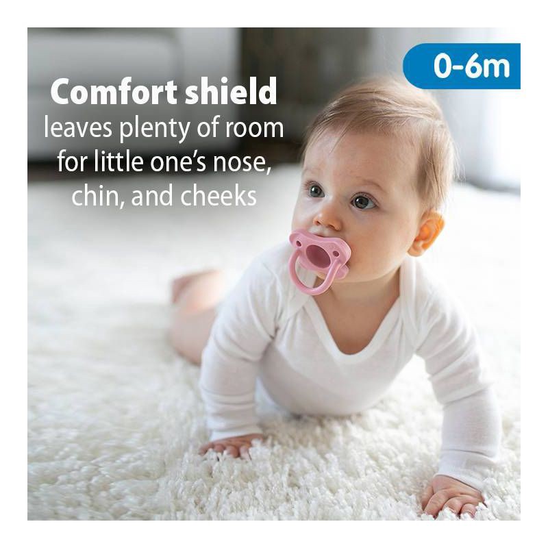 slide 4 of 15, Dr. Brown's HappyPaci One-Piece 100% Silicone Pacifier - 0-6 Months - 3pk - White/Pink/Light Pink, 3 ct