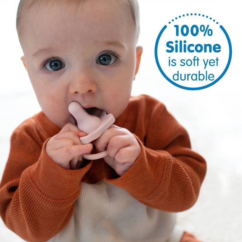slide 5 of 15, Dr. Brown's HappyPaci One-Piece 100% Silicone Pacifier - 0-6 Months - 3pk - White/Pink/Light Pink, 3 ct