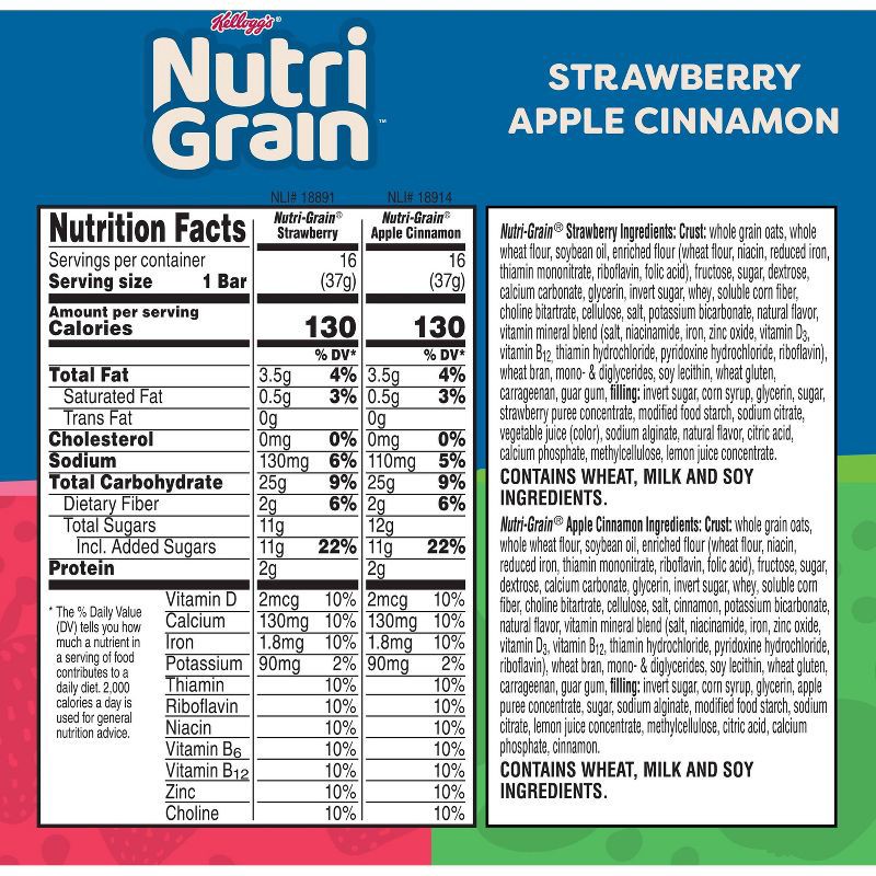 slide 3 of 9, Nutri-Grain Soft Baked Breakfast Bars Value Pack - Strawberry and Apple Cinnamon - 32ct/41.6oz, 32 ct, 41.6 oz