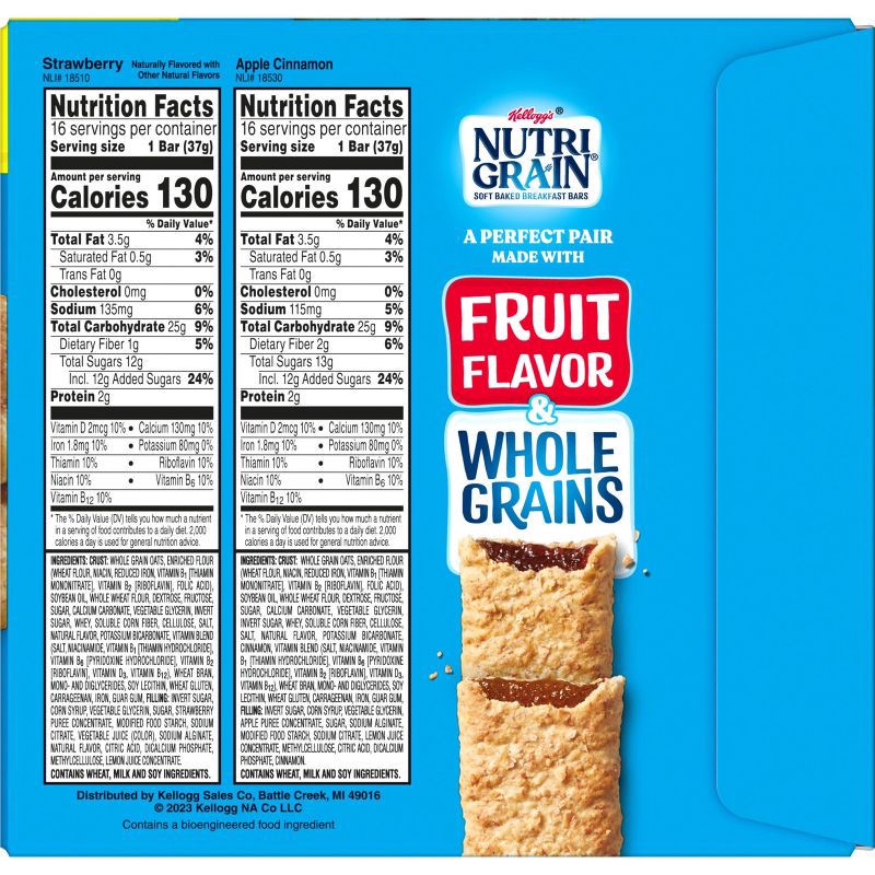 slide 14 of 14, Nutri-Grain Soft Baked Breakfast Bars Value Pack - Strawberry and Apple Cinnamon - 32ct/41.6oz, 32 ct, 41.6 oz