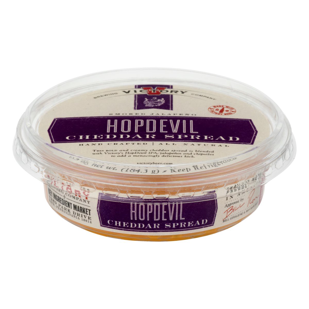 slide 1 of 8, Victory Brewing Company Hopdevil Cheddar Spread 6.5 oz, 6.5 oz