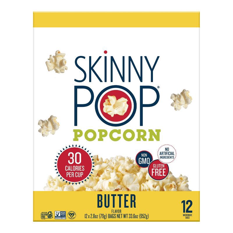 slide 2 of 3, SkinnyPop Butter Microwave Popcorn Multipack - 33.6oz/12ct, 33.6 oz, 12 ct