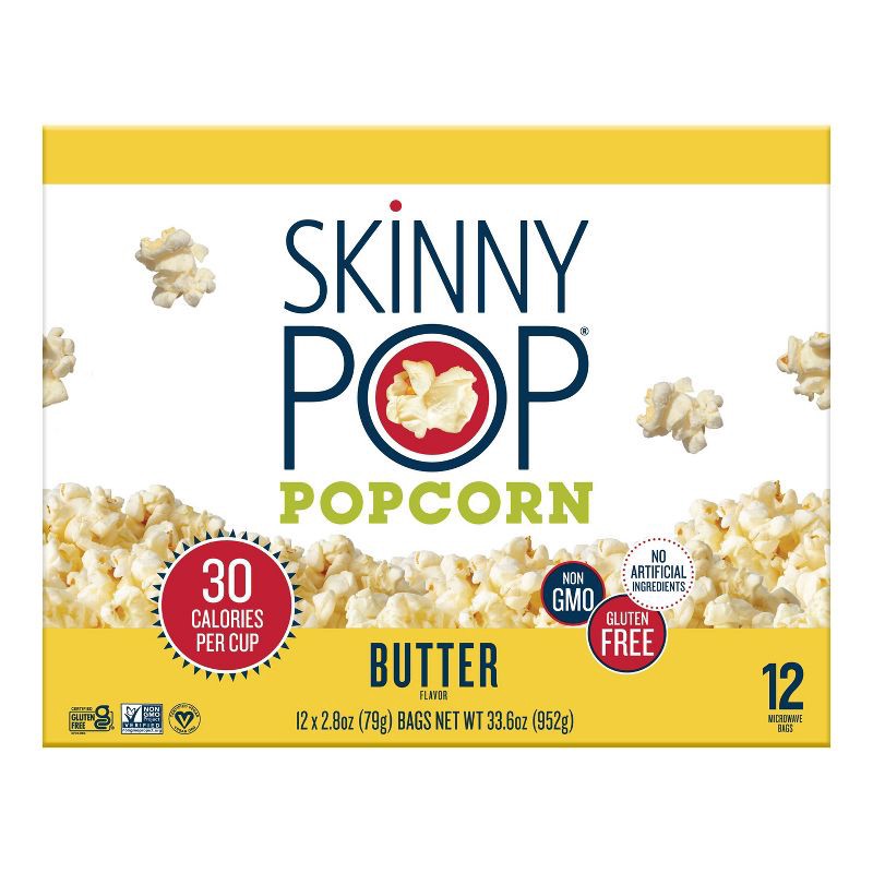 slide 1 of 3, SkinnyPop Butter Microwave Popcorn Multipack - 33.6oz/12ct, 33.6 oz, 12 ct