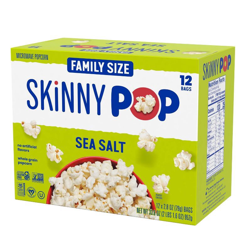 slide 2 of 4, SkinnyPop Sea Salt Microwave Popcorn Multipack - 33.6oz/12ct, 33.6 oz, 12 ct