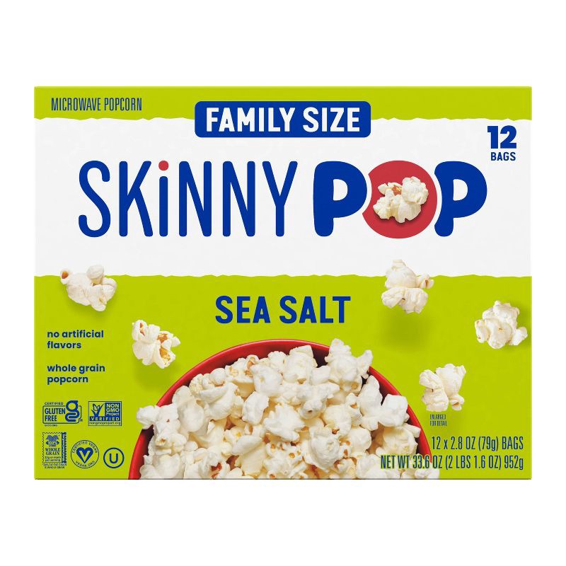 slide 1 of 4, SkinnyPop Sea Salt Microwave Popcorn Multipack - 33.6oz/12ct, 33.6 oz, 12 ct