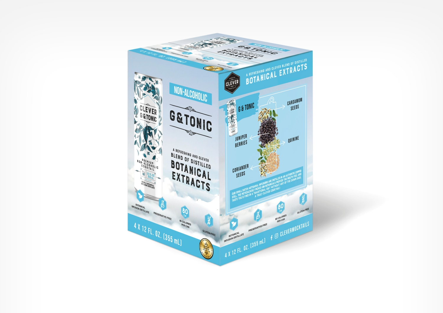 slide 1 of 4, Clever Mocktail-Gin&Tonic, 4 ct; 12 fl oz