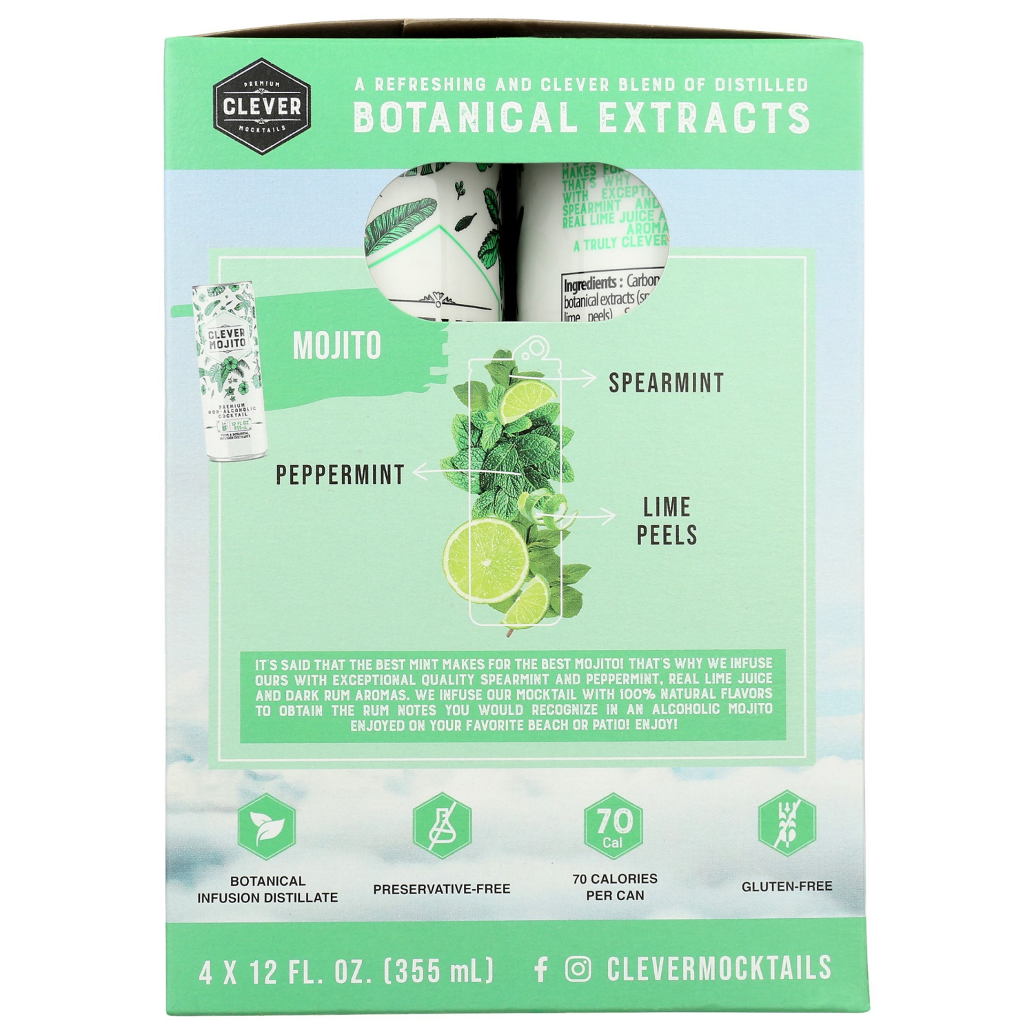 slide 2 of 4, Clever Non Alcoholic Mojito, 4 ct; 12 fl oz