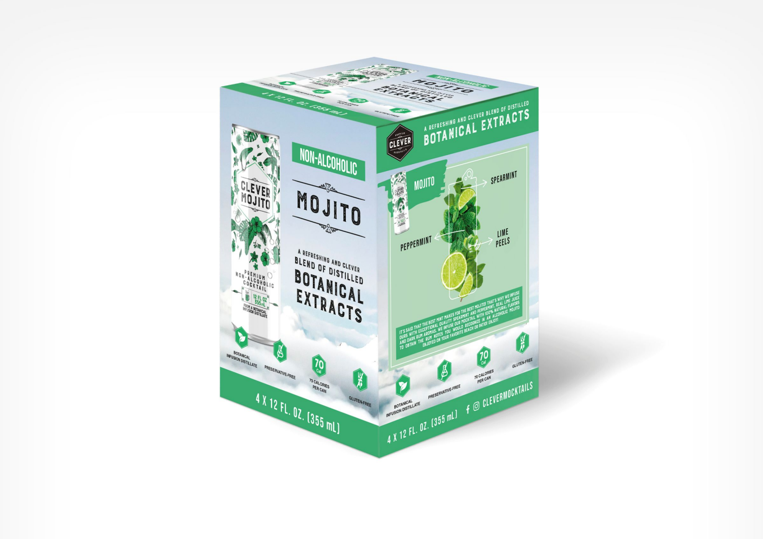 slide 1 of 4, Clever Non Alcoholic Mojito, 4 ct; 12 fl oz