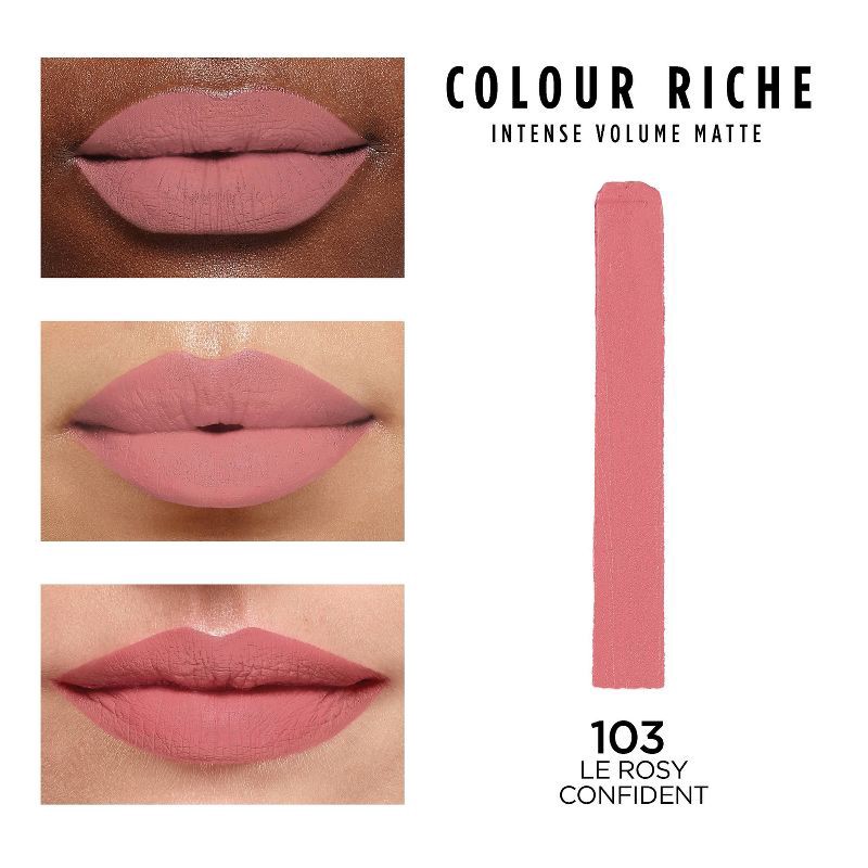 slide 2 of 5, L'Oreal Paris Colour Riche Intense Volume Matte Lipstick - 103 Le Rosy Confident - 0.06oz, 0.06 oz