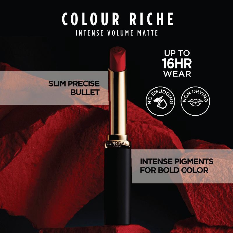 slide 3 of 5, L'Oreal Paris Colour Riche Intense Volume Matte Lipstick - 103 Le Rosy Confident - 0.06oz, 0.06 oz