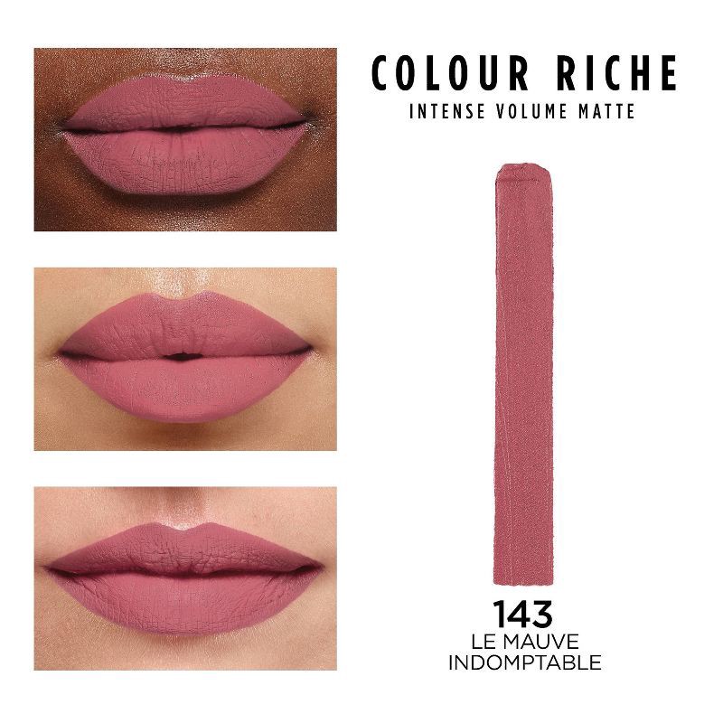 slide 3 of 5, L'Oreal Paris Colour Riche Intense Volume Matte Lipstick - 143 Le Mauve Indomptable - 0.06oz, 0.06 oz