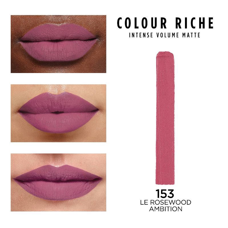 slide 2 of 5, L'Oreal Paris Colour Riche Intense Volume Matte Lipstick - 153 Le Rosewood Ambition - 0.06oz, 0.06 oz