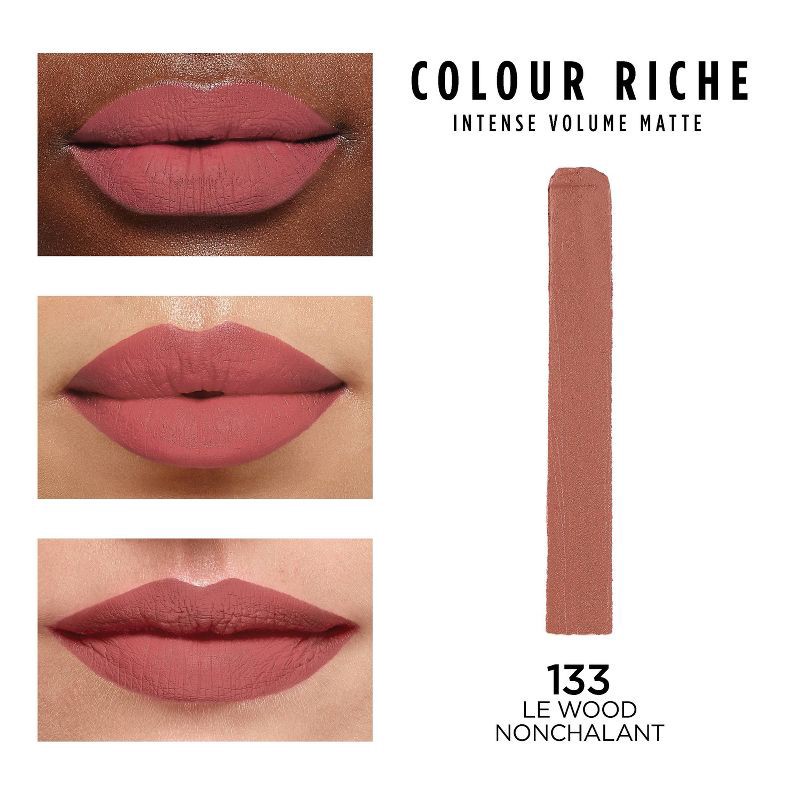 slide 3 of 5, L'Oreal Paris Colour Riche Intense Volume Matte Lipstick - 123 Le Nude Independent - 0.06oz, 0.06 oz