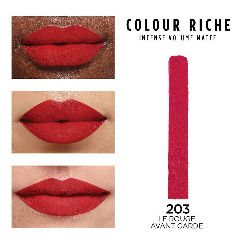 slide 3 of 5, L'Oreal Paris Colour Riche Intense Volume Matte Lipstick - 203 Le Rouge Avant-garde - 0.06oz, 0.06 oz