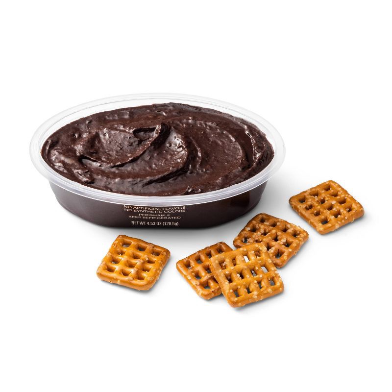 slide 2 of 3, Brownie Batter Dessert Hummus with Pretzels - 4.53oz - Good & Gather™, 4.53 oz