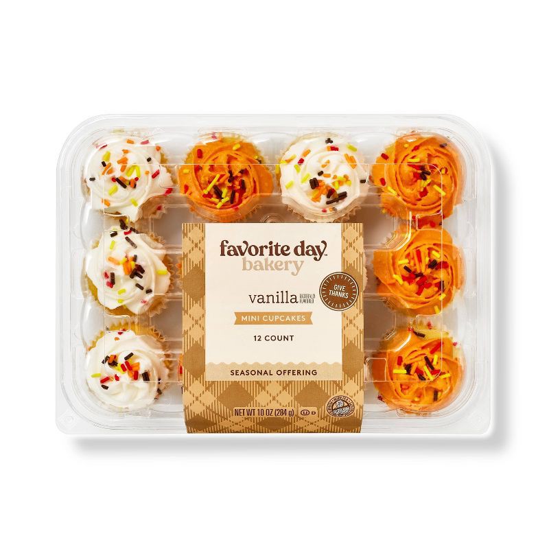 slide 1 of 3, Harvest Vanilla Mini Cupcakes - 10oz/12ct - Favorite Day™, 12 ct; 10 oz