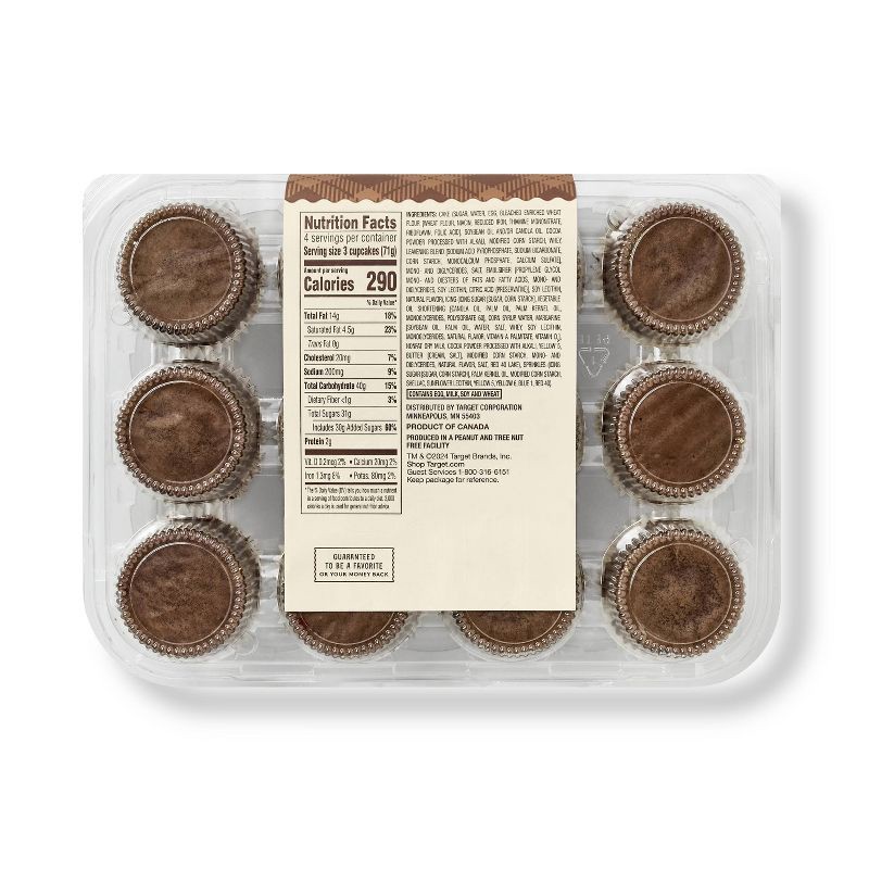 slide 3 of 3, Harvest Chocolate Mini Cupcakes - 10oz/12ct - Favorite Day™, 12 ct; 10 oz