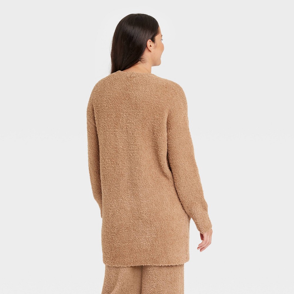 Women's Cozy Feather Yarn Cardigan - Stars Above Brown XL