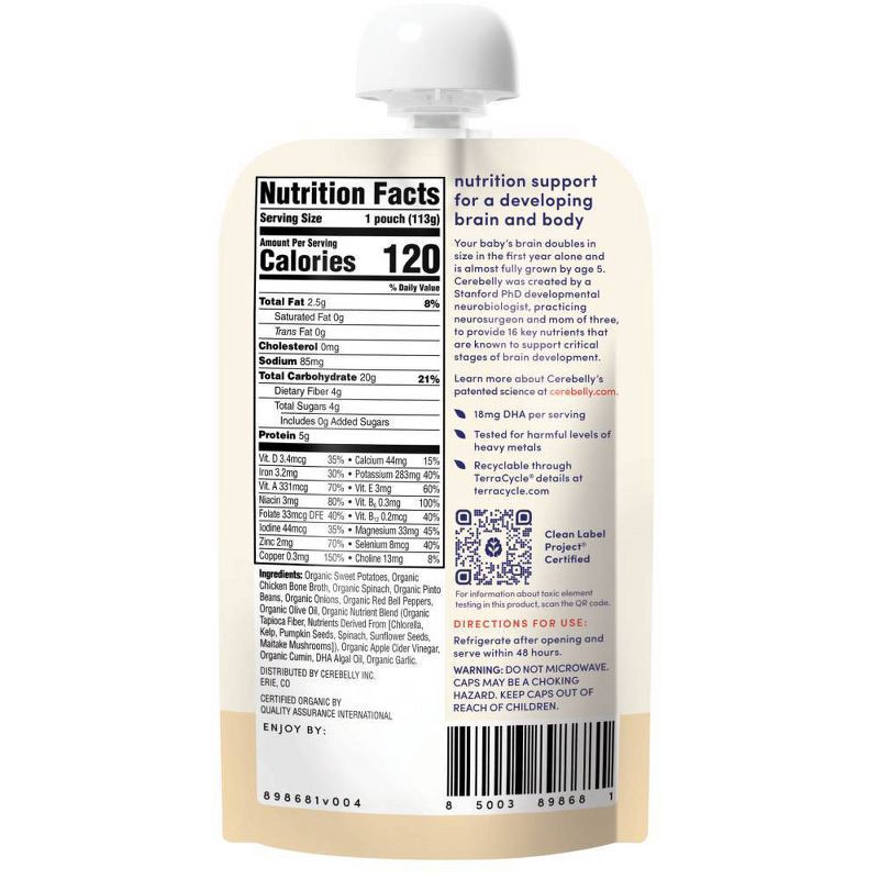 slide 2 of 3, Cerebelly Bone Broth Sweet Potato Pinto Bean Chicken Broth Baby Meals Pouch - 4oz, 4 oz
