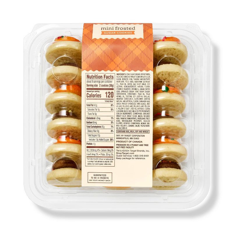 slide 3 of 4, Harvest Orange and Brown Frosted Mini Cookies - 9.4oz/18ct - Favorite Day™, 9.4 oz, 18 ct
