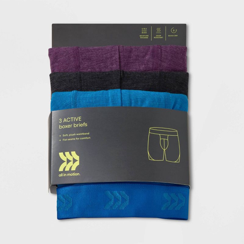 slide 2 of 2, Men's Active 3pk Boxer Briefs - All in Motion Heathered Purple XL, 3 ct