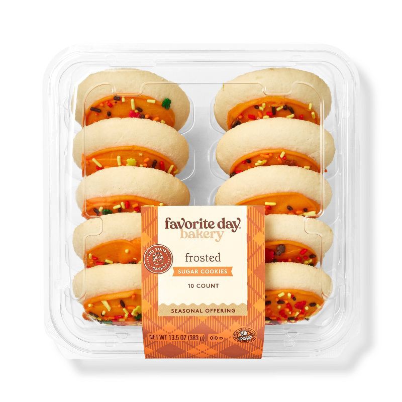 slide 1 of 3, Harvest Orange Frosted Cookies - 13.5oz/10ct - Favorite Day™, 10 ct; 13.5 oz