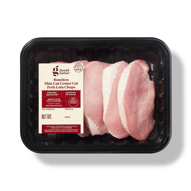 slide 1 of 3, Fresh Boneless Thin Cut Pork Chop - price per lb - Good & Gather™, per lb