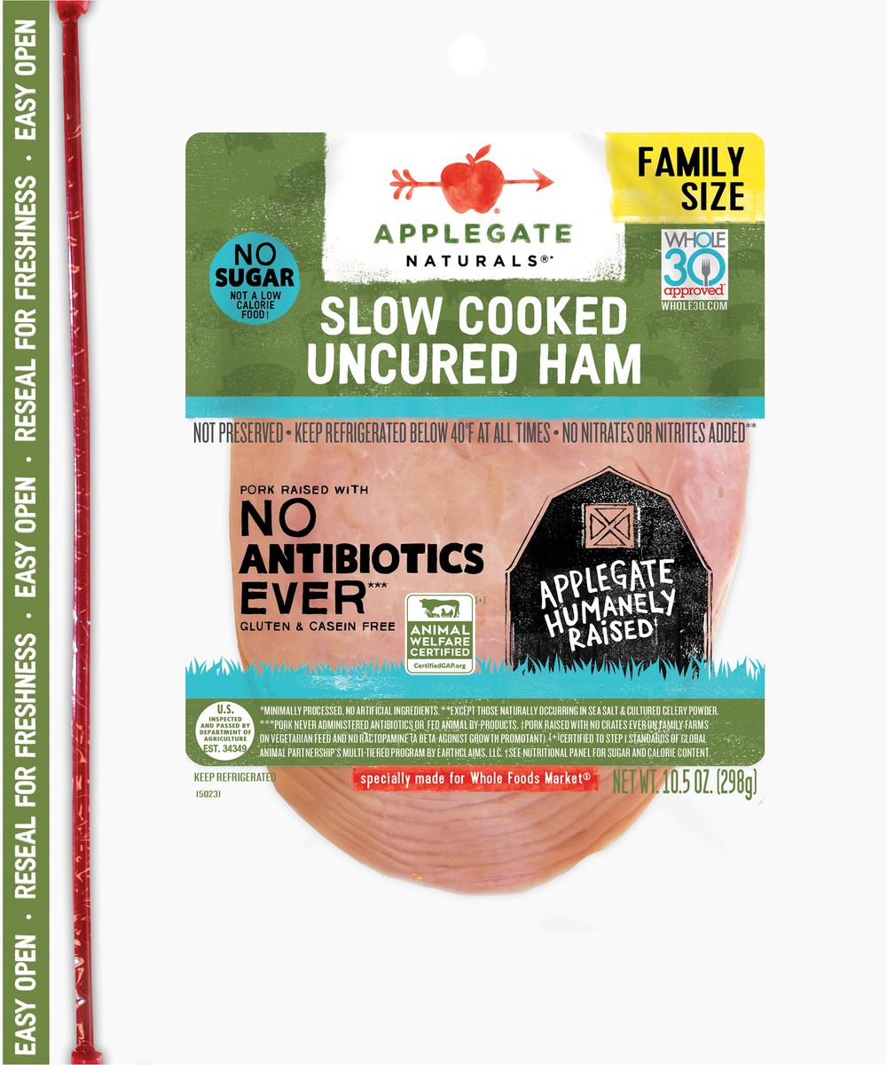 slide 2 of 10, Applegate Ham, 10.5 oz