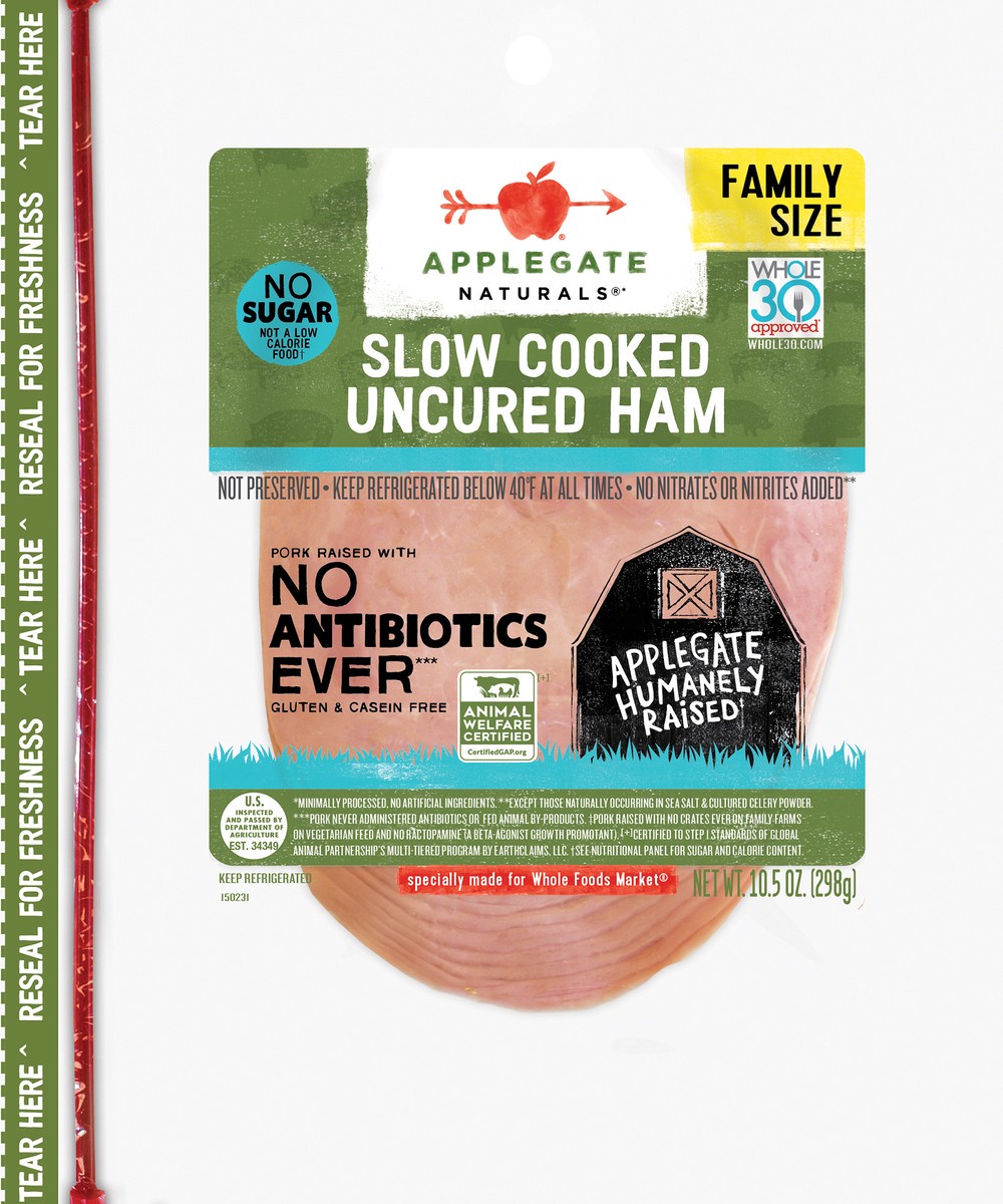 slide 6 of 10, Applegate Ham, 10.5 oz