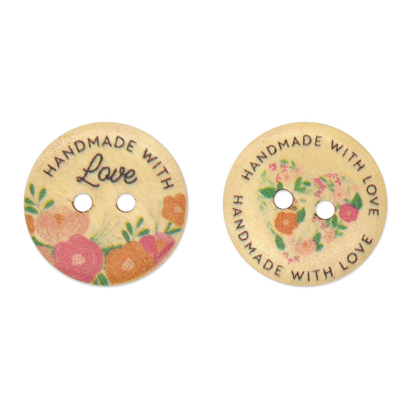 slide 3 of 3, Floral Wooden Buttons By Loops & Threads, 0.75 in
