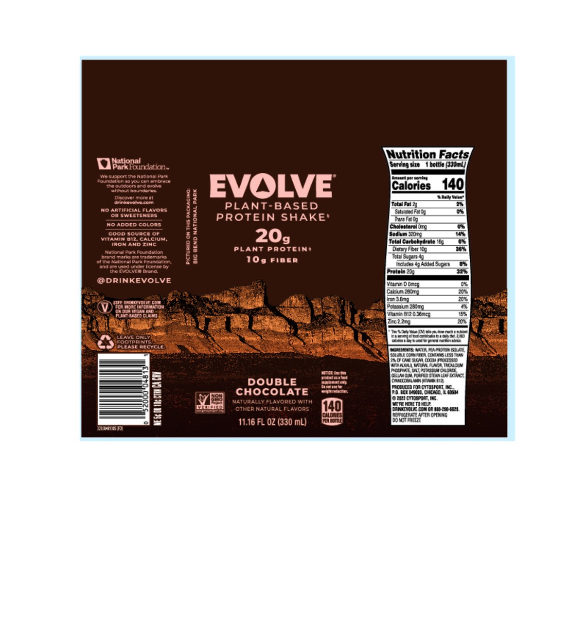 slide 5 of 7, Evolve Plant Based Protein Shake Double Chocolate 11.16 Fl Oz Bottle, 11 fl oz