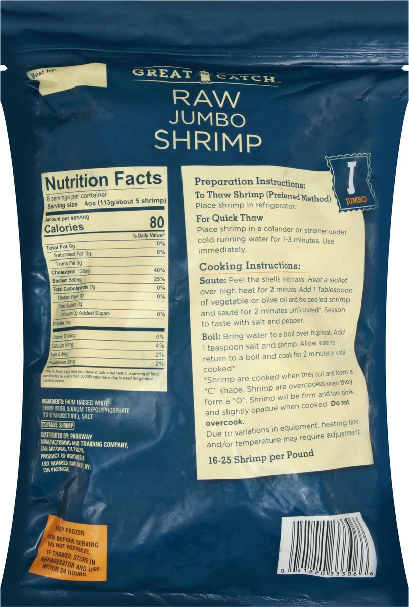 slide 5 of 9, Great Catch Raw Jumbo Shrimp 32 oz, 32 oz