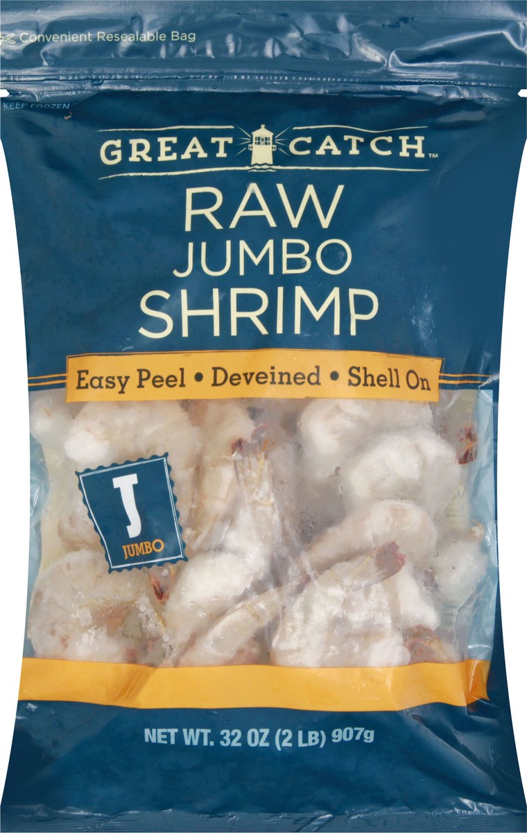 slide 1 of 9, Great Catch Raw Jumbo Shrimp 32 oz, 32 oz