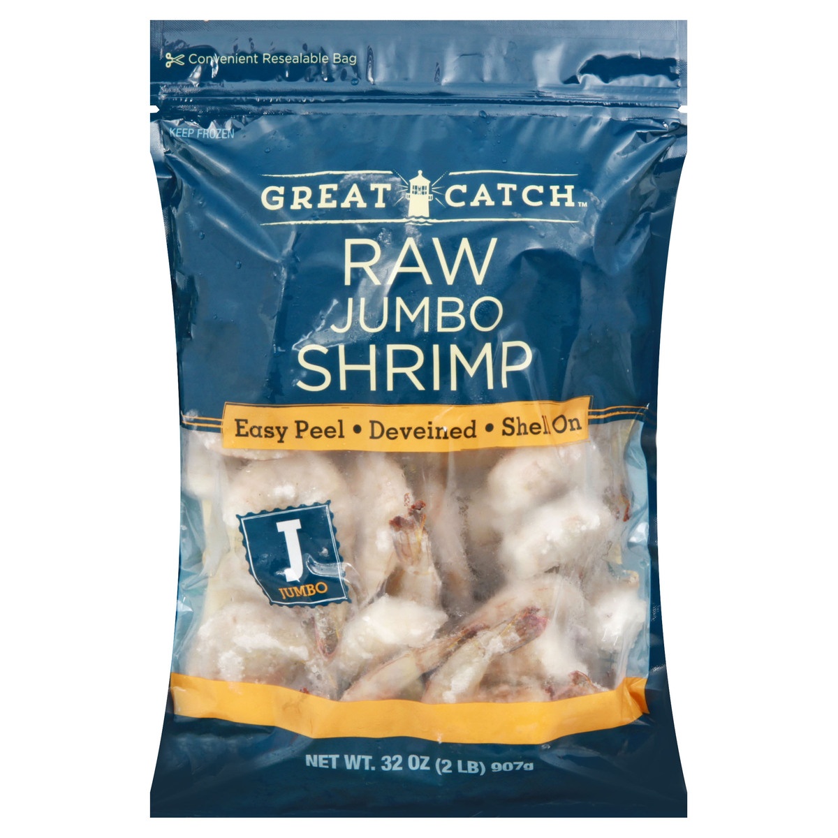 slide 1 of 1, Great Catch Raw Jumbo Easy Peel Shrimp, 32 oz