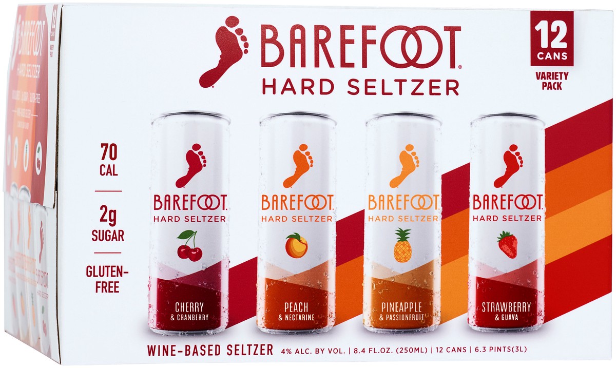 slide 1 of 2, Barefoot Hard Seltzer Variety Pack 12 250ml Cans, 250 ml