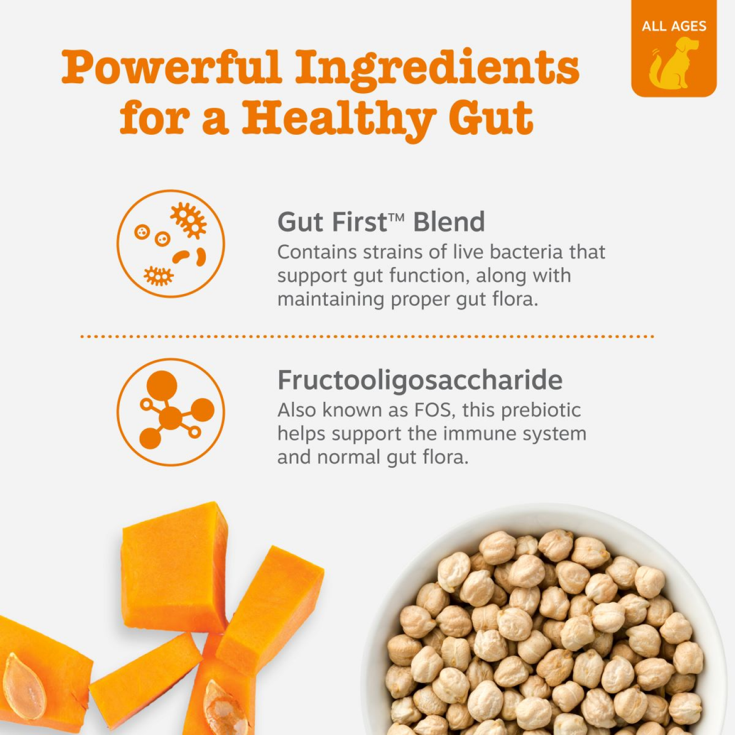 slide 5 of 5, Zesty Paws Gut Health Pumpkin Flavor Probiotic Bites 60 Soft Chews, 60 ct