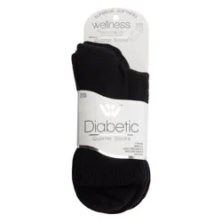Wellness by Harmony & Sole Everyday Diabetic Quarter Sock Unisex - Black - 2 Pairs