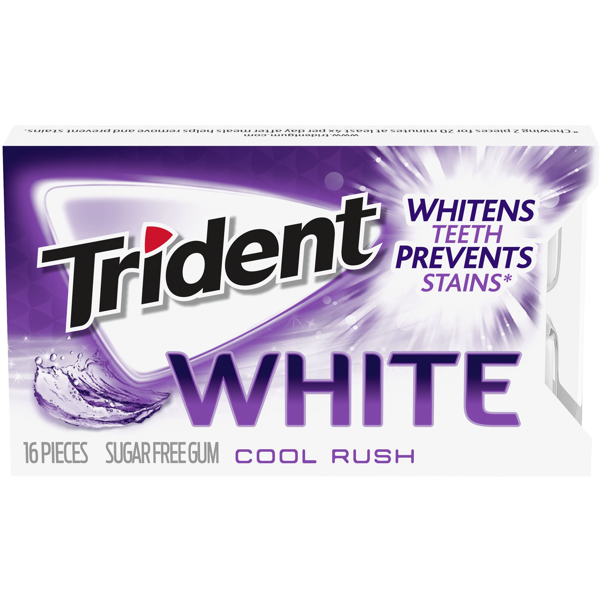 slide 1 of 5, Trident White Cool Rush Sugar Free Gum, 16 Piece Pack, 0.07 lb