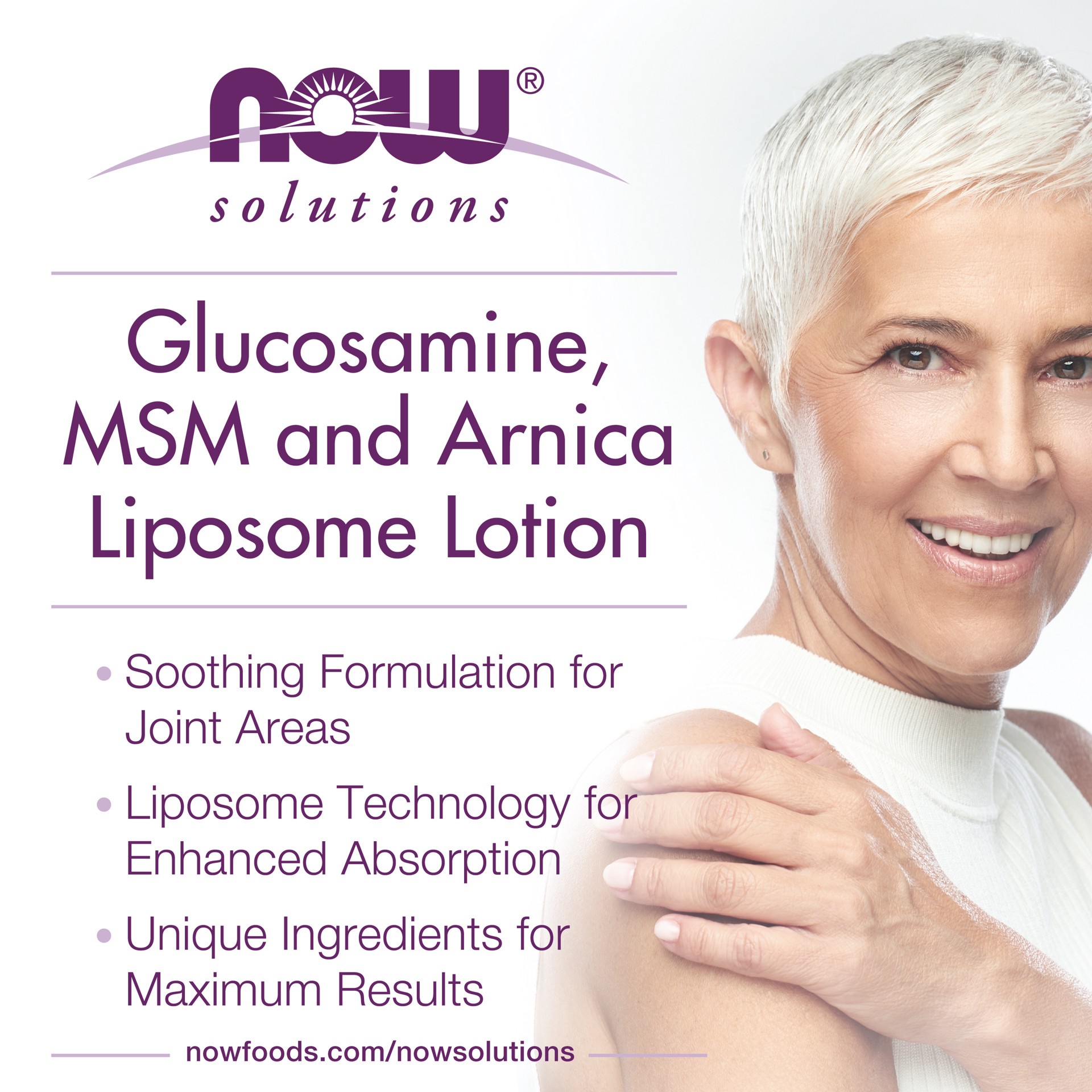 slide 2 of 4, NOW Solutions Glucosamine, MSM & Arnica Liposome Lotion - 8 fl. oz., 8 fl oz