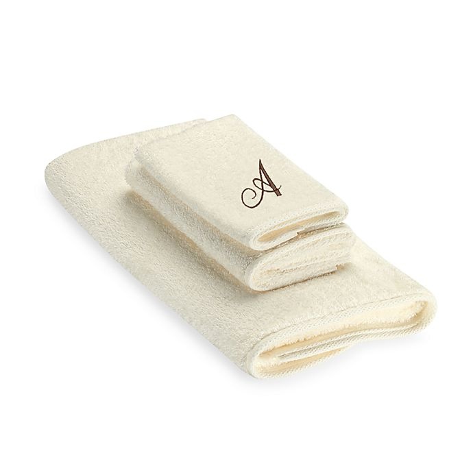 slide 1 of 1, Avanti Premier Brown Script Monogram Letter A'' Fingertip Towel - Ivory'', 1 ct