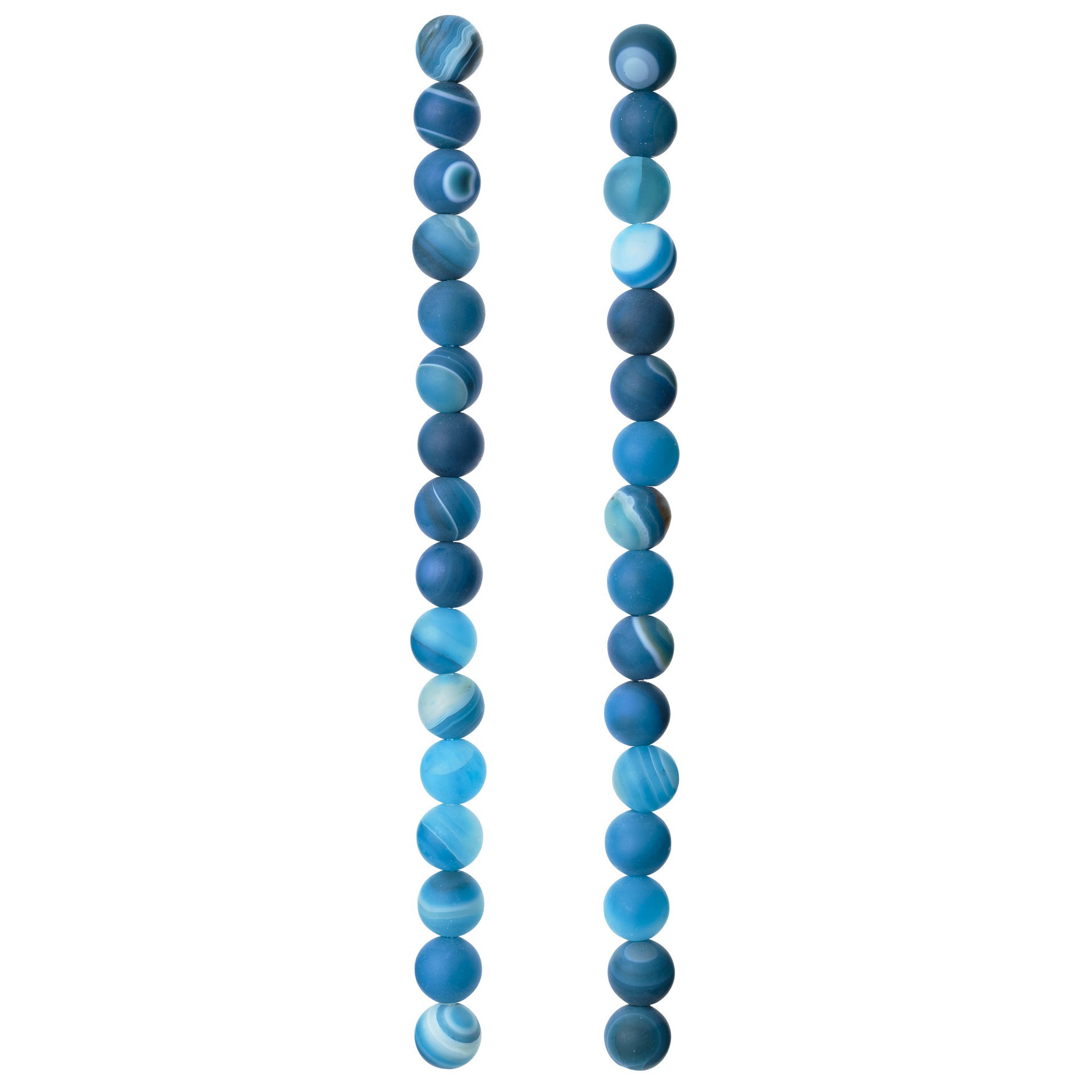 slide 3 of 3, Blue Matte Striped Agate Round Beads, 8mm By Bead Landing, 8mm
