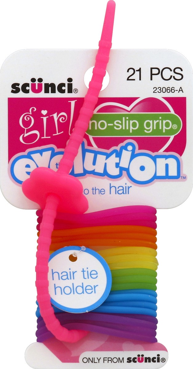 slide 2 of 2, scünci Scunci Girl No-Slip Evolution Small Elastics With Holder Neon Brights, 20 ct