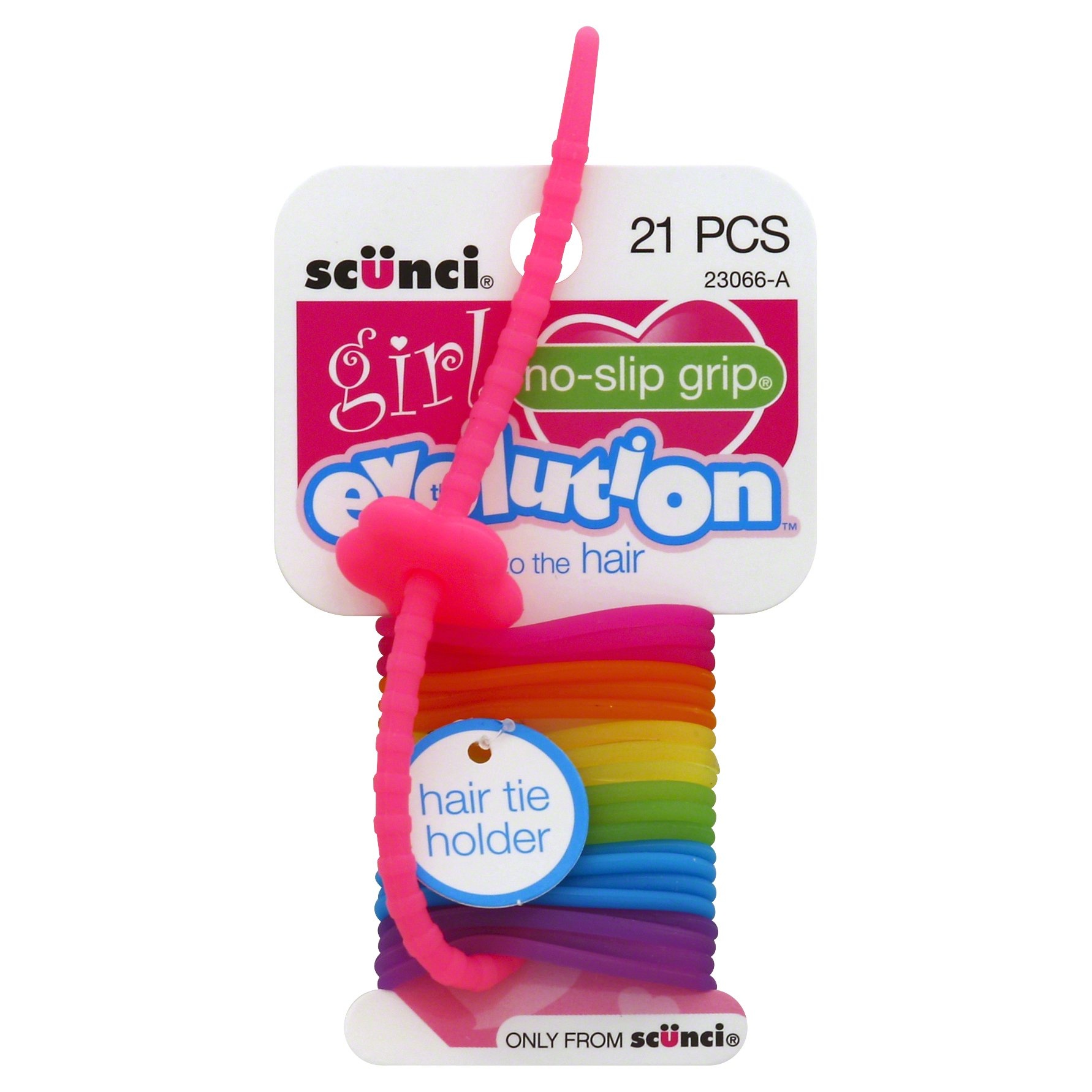 slide 1 of 2, scünci Scunci Girl No-Slip Evolution Small Elastics With Holder Neon Brights, 20 ct