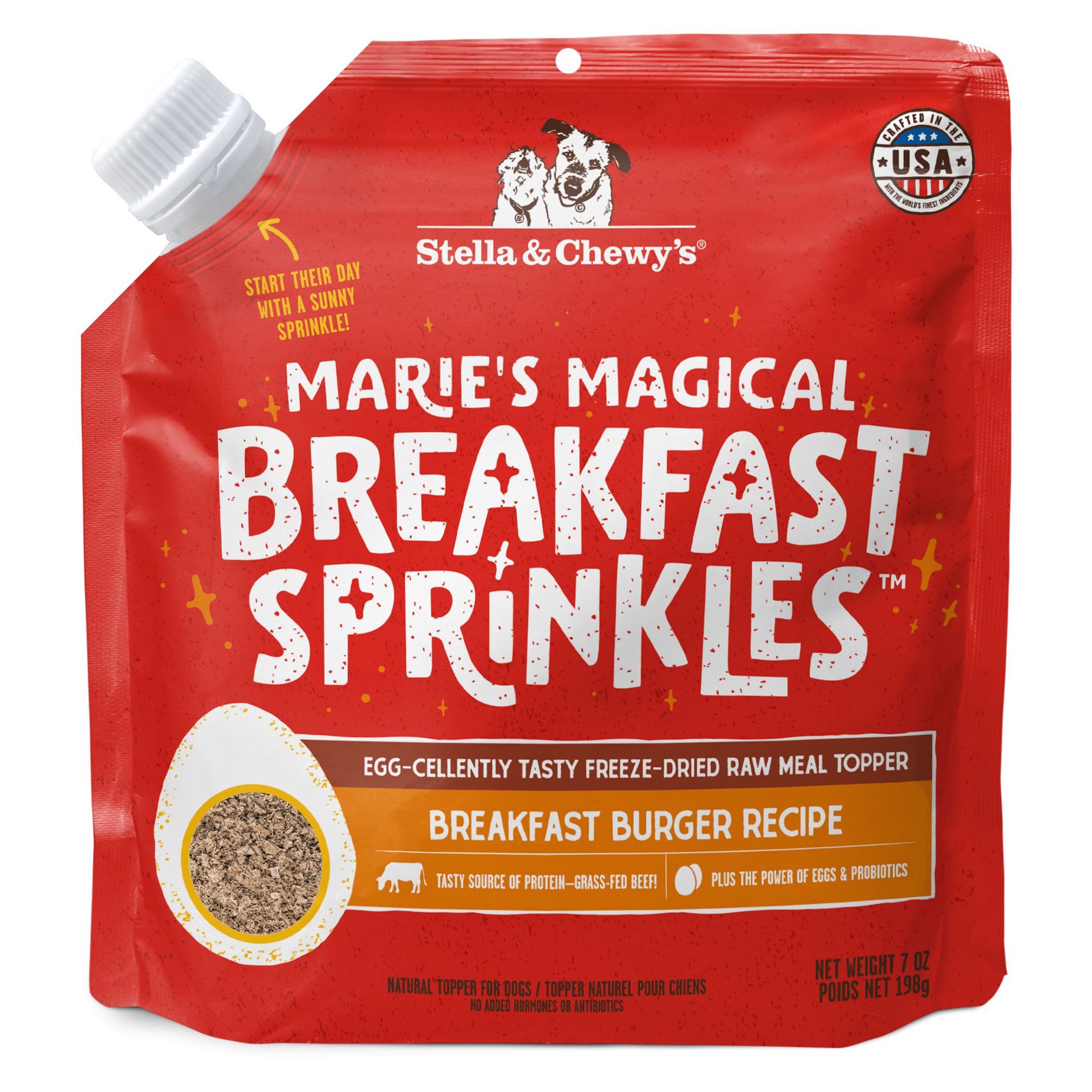 slide 1 of 1, Stella & Chewy's Marie's Magical Burger Recipe Breakfast Sprinkles for Dogs, 7 oz