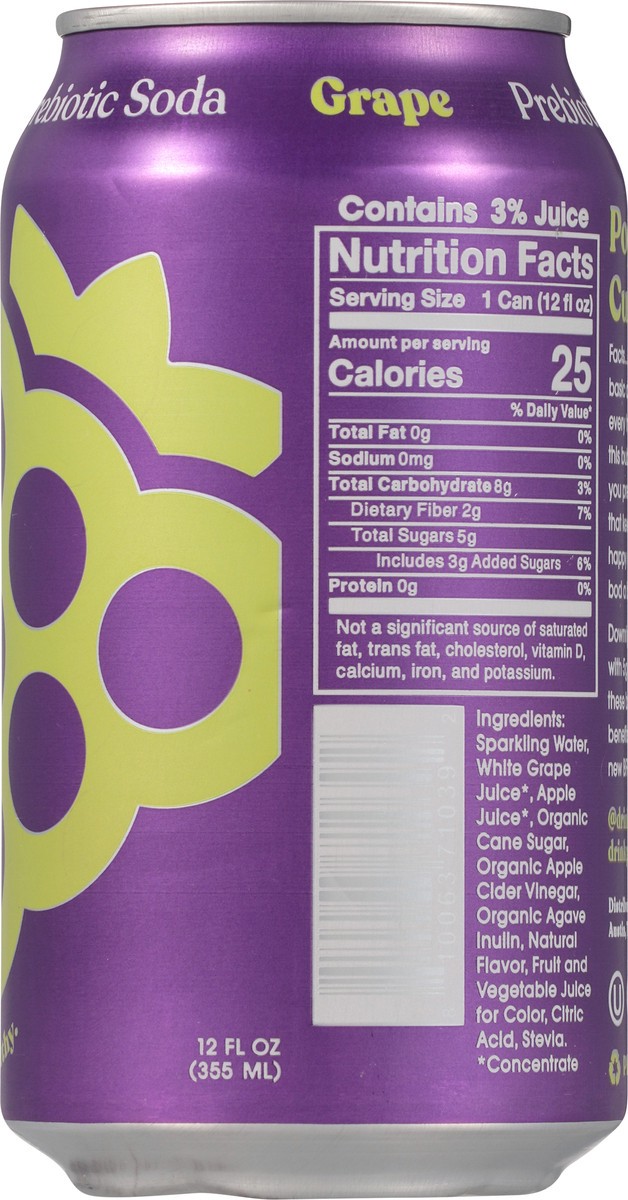slide 6 of 9, Poppi Grape Prebiotic Soda Can, 12 fl oz