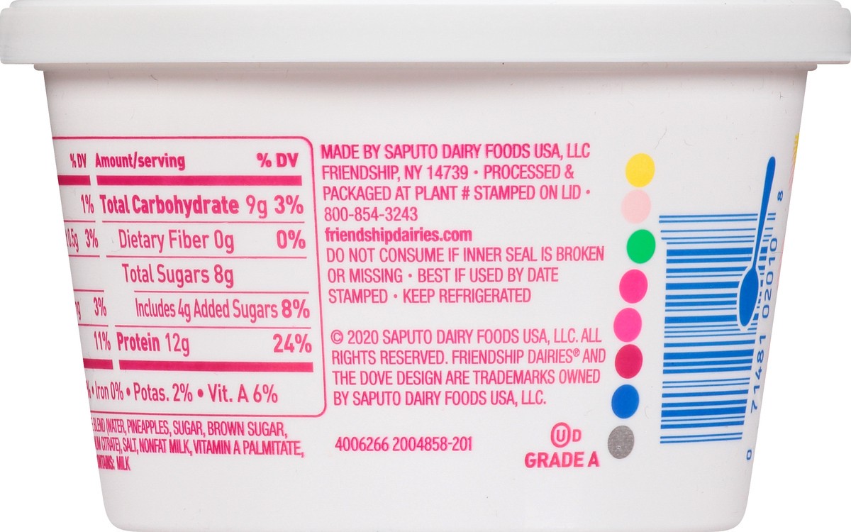 slide 2 of 13, Friendship Dairies Low Fat 1% Milkfat Small Curd with Pineapple Cottage Cheese 8 oz, 8 oz